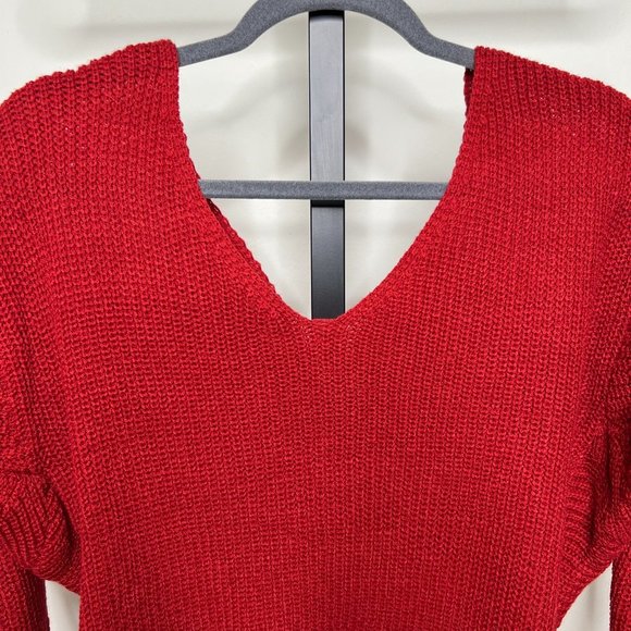 NWOT - Red Twist Back Sweater - Backless - Off Shoulder - Medium - 4/6 - Crimson - Picture 6 of 12
